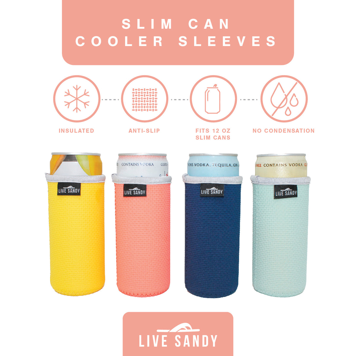 12 Ounce Slim Energy Drink Can Sleeves Neoprene Beer Coolers | Plum Grove