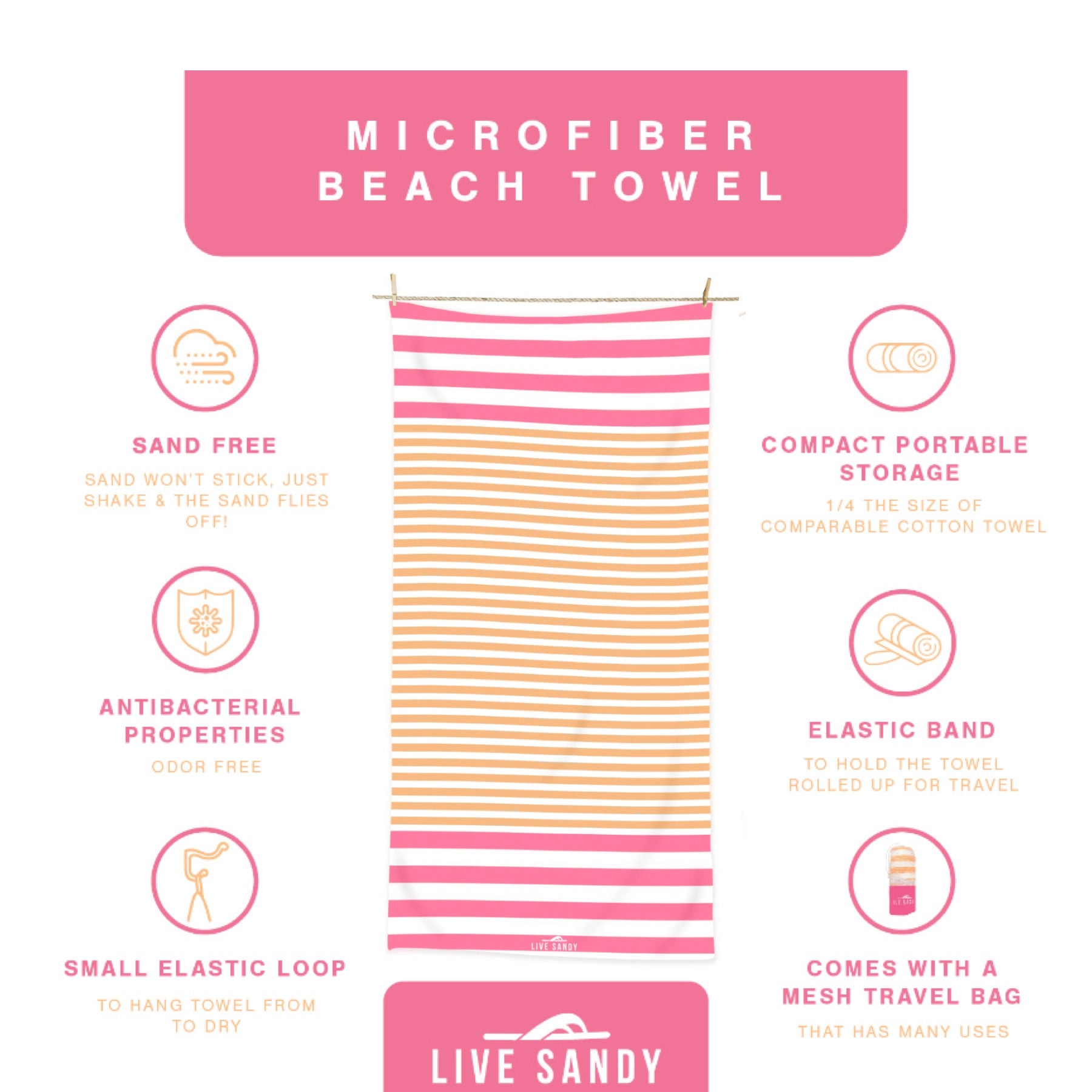 Peach Beach - Quick Dry Towel - Live Sandy